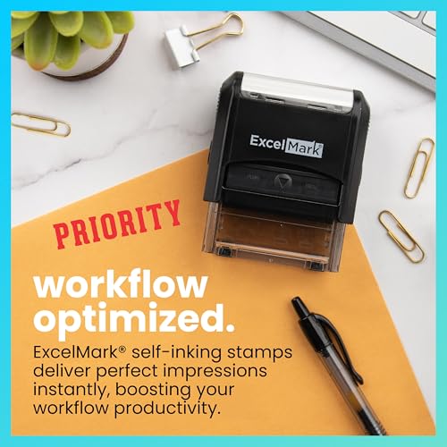 ExcelMark Priority Self Inking Rubber Stamp - Red Ink (A1539) - color: Priority