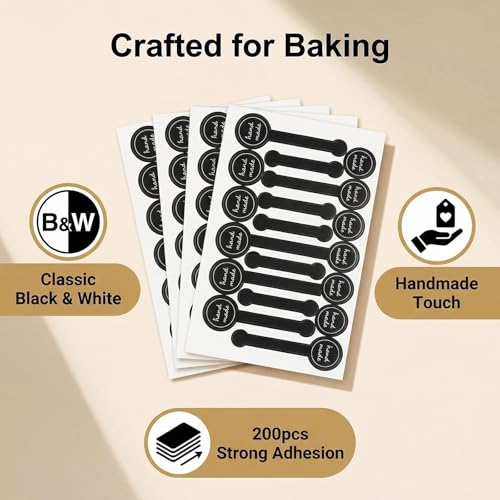 20 Sheets(200 Pcs) Food Retail Package Seal Self Adhesive Paper Sticker Labels Sealing Stickers Tamper Evident Decorative Labels for Handmade Baking Craft Arts and More