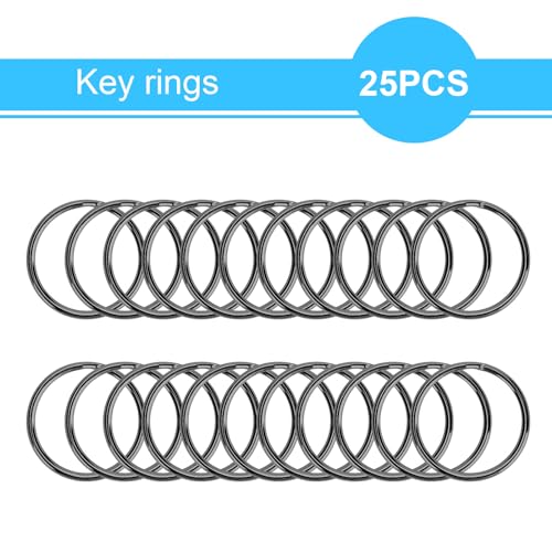 50PCS Metal Lobster Claw Clasp with Key Rings, 25PCS Keychains Clips Hooks and 25PCS Key Chain Rings, Keychain Accessories, Keychain Rings Making kit for Crafts, Gun Black - color: Gun Black
