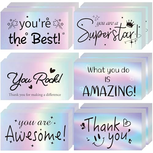 Thank You Cards Small Business 120Pcs Encouragement Cards, Holographic Appreciation Motivational Inspirational Card You Are Awesome Gratitude Card Gift for Business Employees Student Teacher Volunteer - color: Motivational Cards, size: 120 PCS