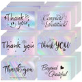 Thank You Cards Small Business, 240 Pcs Business Thank You Cards Bulk, 6 Styles Small Blank Greeting Appreciation Card, Holographic Thank You Notes for Business Customer Teacher Wedding Baby Shower - color: Thank You Cards, size: 240 PCS