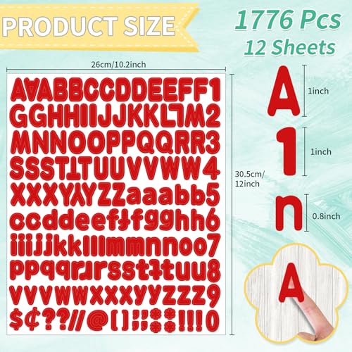 Alphabet Stickers 1'' 12 Red Letter Stickers, Self Adhesive Vinyl Mailbox Numbers, for Home Decor (Pack of 3) - color: Red, size: 1Inch (Pack of 3)