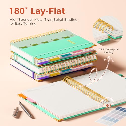 XYark A4 Hardcover Spiral Notebook, 8.5"x11" College Ruled Notebooks with Removable Dividers Tabs & Ruler, 5 Subject Notebook 300 Pages, Large Lined Journal for Women Men School Work Office, Blue - color: Blue, size: 8.5"x11"(A4)