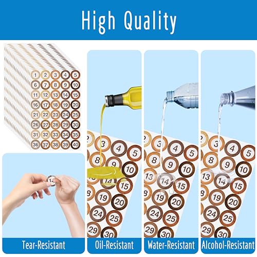 800 PCS 1-40 Number Stickers, Water/Oil/Tear Resistant Rustic Wooden Style Number Labels, Remove Without Residue for Indoor, Outdoor, Office, Classroom, Storage, Organizing, Boxes (1”, 20 Sheets) - style: Numbers 1-40
