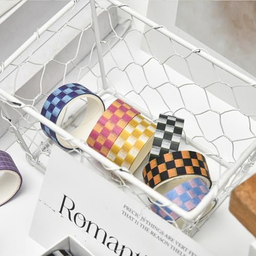 12 Rolls Grid Washi Tape Set Plaid Arts Adhesive Tapes Basic Patterns Decorative Masking Tape Sets for Craft, Kids, Scrapbook, DIY, Gift Wrapping (Style Two) - color: Style Two