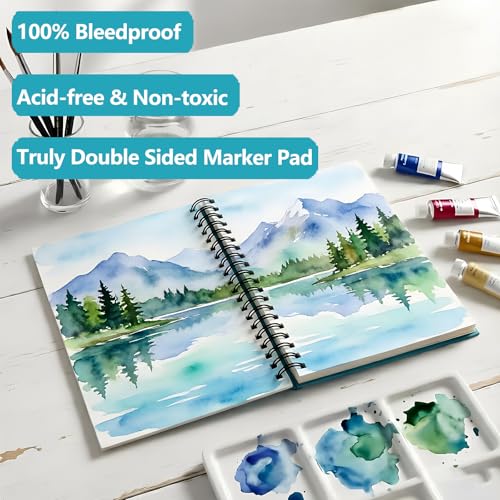 Hapikalor 5.5"x8.5" Watercolor Paper, Small Sketchbook for Kids, 30 Sheets - color: Teal, size: 5.5"x8.5" Spiral Bound