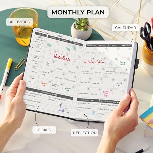 Clever Fox Daily Planner, Undated Professional & College Day, Black - color: Black (Undated)