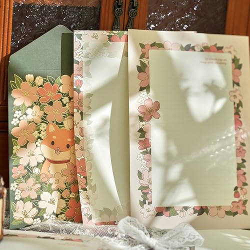 48 Pcs Stationery Paper Envelopes Set | Includes 24 Lined Writing Paper & 12 Envelopes & 12 Stickers,Animal Letter Writing and Stationery Paper Envelopes(4Style) - color: Shining