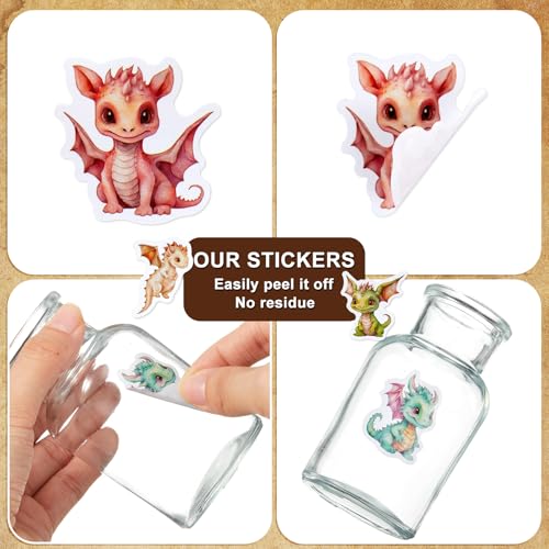 Qeeenar 500 Pcs Dragon Animal Stickers Roll, Reward Decals for Kids - style: Dragon Animal