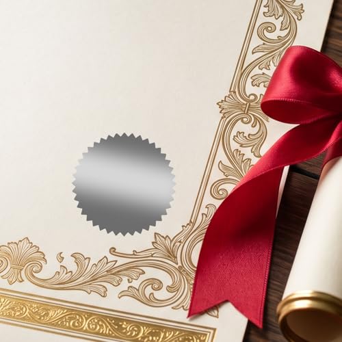 300 PCS Embossing Stickers, Notary Seal Labels, Gold Metallic Embossing Stickers with Serrated Edge for Certificates, Envelopes, Package, Awards, Legal (Silver) - color: Silver