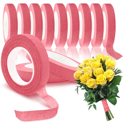 Max Shape 12 Rolls 1/2 Inch 30 Yard Floral Tapes for Bouquet Stem Wrapping, Green Floral Tape for Floral Arranging Craft Projects Corsages, Wedding Bouquet (Pink) - color: Pink