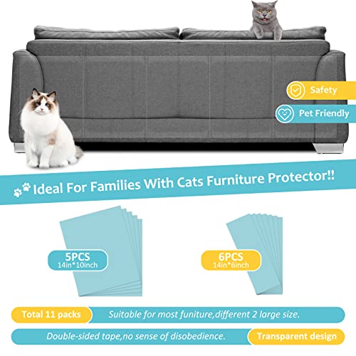 HappyFreeSX Anti Cat Scratch Furniture Protector from Cats, 11 PCS Sticky Paws, Corner Couch Protector for Cats, Cat Scratch Deterrent Tape, Training Tape, Cat Scratching Post Scratchers - size: 11PCS B