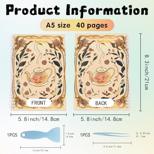CRASPIRE Reusable Sticker Collection Book 40 Pages Afternoon Tea Album Sticker Storage 8.26x5.82In Double-Sided Waterproof Blank Pasteable Notebook with Tools for Adults Release Paper Holder Organizer - style: Afternoon Tea-037