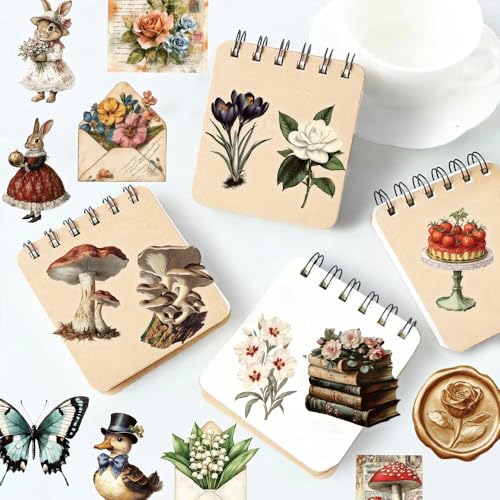 YOKSAS 50PCS Vintage Nature Mushroom Clear Scrapbook Stickers – Retro Botanical Fairycore Stickers for Journaling, Planners, Crafts, Cards & Art Projects - color: Vintage Mushroom