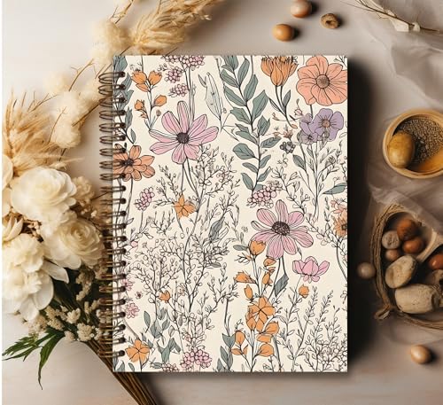 Floral Flower Garden Spiral Notebook Journal, 5.5×8.3 Inch - color: flower 10