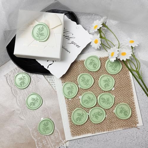 Pollize 50Pcs Wax Seal Stickers, Wedding Invitation Envelope Stickers - color: Green