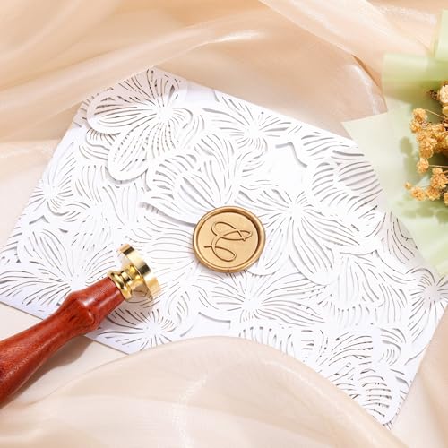 Yoption Handwritten Initial Alphabet Wax Seal Stamp, Letter C | Brass Head and Wooden Handle Sealing Stamp for Wedding Invitations, Envelopes, Christmas Cards, Gift Wrapping, Snail Mails - style: C