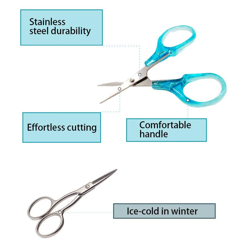 4 Pcs Small Craft Scissors Set, 3.3" Stainless Steel Mini Scissors with Protective Cover, Travel Size Scissors for Sewing, Embroidery, Paper Cutting, Crafting
