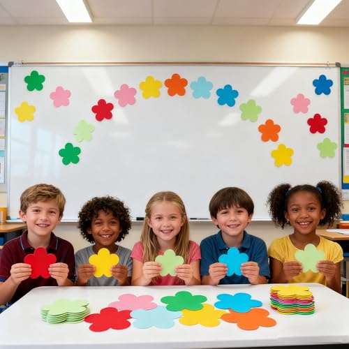 117 PCS Flower Cutouts Paper Classroom Decor Bulletin Board Flowers Assorted Colors Die Cut for Teachers DIY Craft Projects Office School Chalkboard Wall Decor