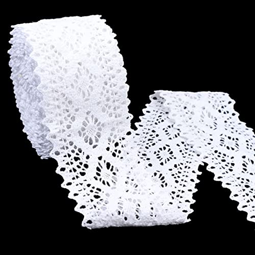 White Lace Ribbon 8 Yards Crochet Trim Cotton Sewing Lace for Crafts, Gift Package Wrapping, Bridal Wedding Decoration, Scrapbooking Supplies - color: White, size: 2.7 inch*8yards