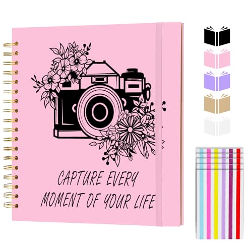 Scrapbook Album 10x10 inch, Travelling Journal Scrap Book Family Scrapbook Scrapbooking Supplies Kits Gift for Couples Anniversary Wedding (pink, 10 x 10 inch) - color: pink, size: 10 x 10 inch