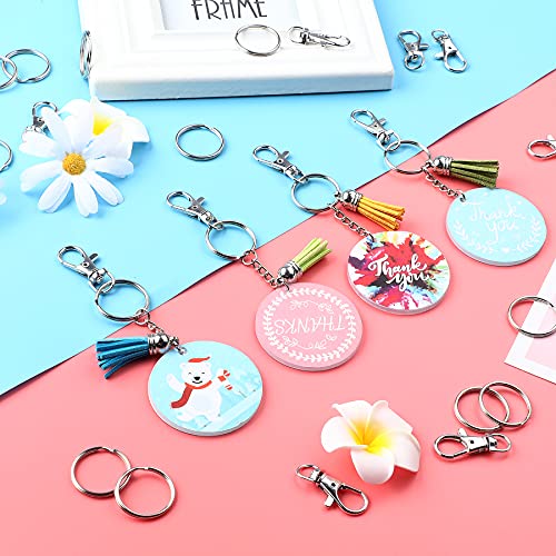 SANNIX 60PCS Lobster Claw Clasps with Key Rings,30PCS Keychains Clips Hooks - color: Silver