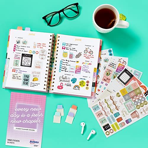 Avery Student Planner Stickers Pack, 30 Sticker Sheets, 1,452 Total, School Planners, Journals or Calendars (6784) - color: Student Pack