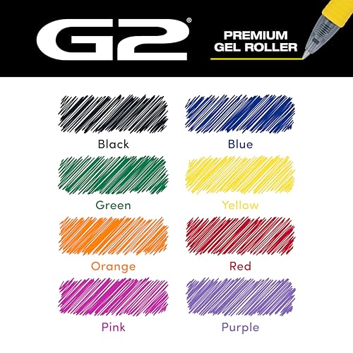 PILOT G2 Gel Roller Pens, G2 Rainbow Colors Pack, 8 Pack Pouch, Assorted - color: Assorted 8