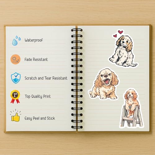 100 PCS Cocker Spaniel Stickers Pack – Waterproof Dog Decals for Water Bottles, Laptops, Phones, Notebook, Cars – Cool Vibrant Graphics for Cocker Spaniel Enthusiast - color: Cocker Spaniel