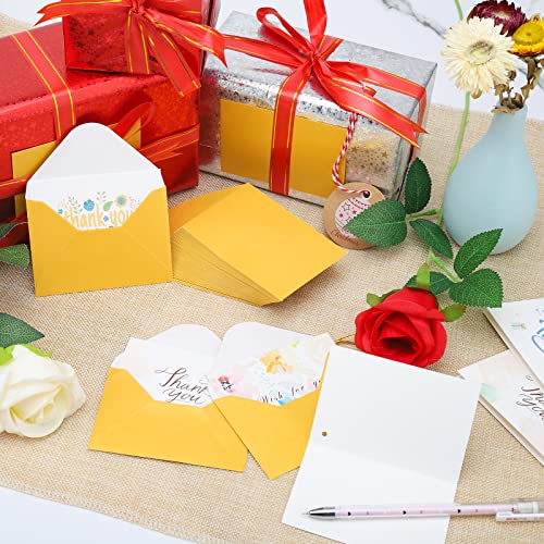 100 Pack 4 x 2.75'' Mini Envelopes Metallic Gold 120GSM Gift Card Envelopes Bulk Small Paper Gift Card Sleeves Greeting Card Business Card Tiny Envelope Pockets for Card & Invitation - color: Gold-100