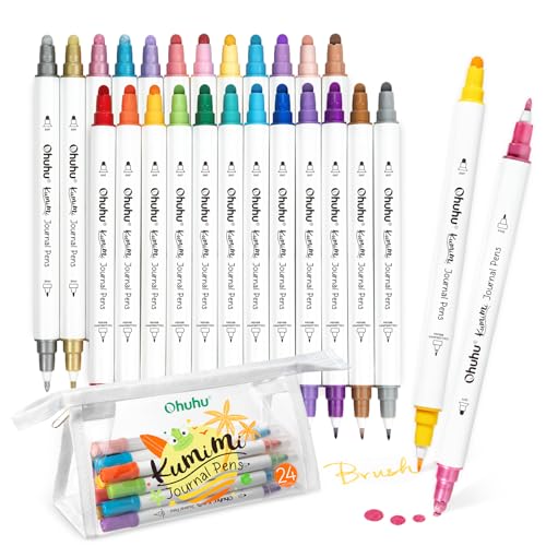 Ohuhu Journal Pens 24 Colors Dot Markers Dual Tip Coloring Markers - Kumimi