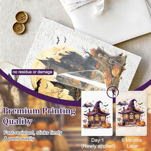 WANDIC 3Pcs Halloween UV DTF Cup Warp Rub on Transfer Stickers, Castle Gothic Witch House Waterproof Scrapbook Decals for Craft Furniture, 15 * 30cm - color: Halloween Castle