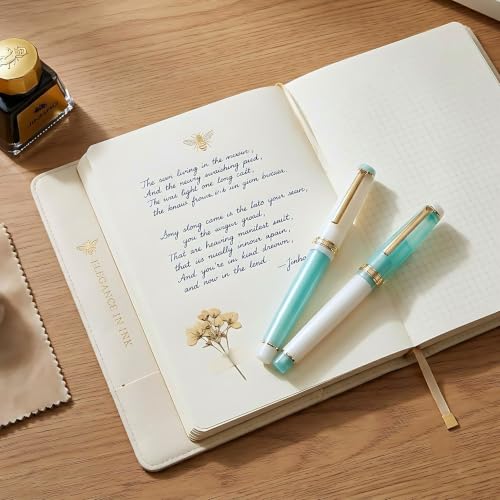 Jinhao 82 Acrylic Fountain Pen 2-Pack, Fine Nib, Lake Blue/Porcelain White - color: Lake Blue and Porcelain White