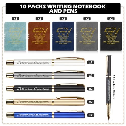 Kosiz 20 Pcs/ 10sets Inspirational Gift Bulk A5 Leather Notebooks Journal with Motivational Ballpoint Pens for Employees Coworker Back to School Teacher Appreciation Gift Housekeeping Week (Multicolor) - color: Multicolor