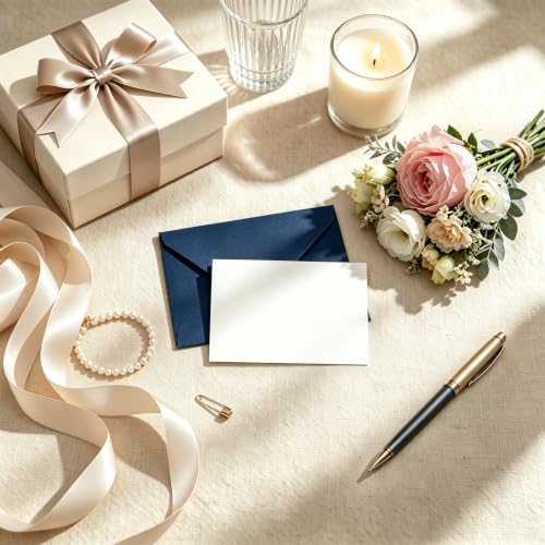 YINUOYOUJIA100Pack Mini Envelopes with 100 Blank Cards 4x2.75'' - color: Blue, size: Mini envelopes&Blank cards