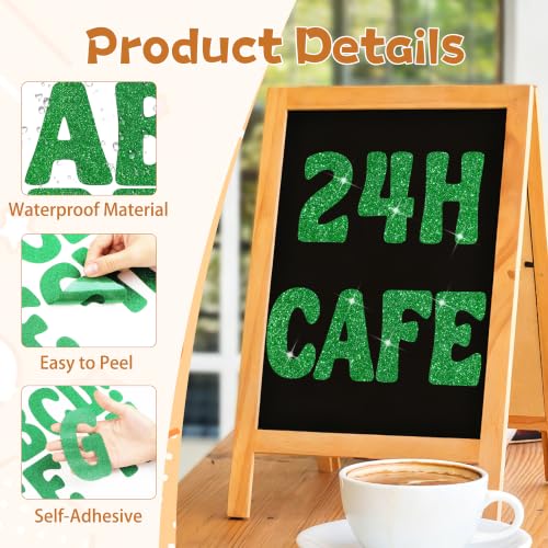 Bulletin Board Letters 74 PCS Glitter Letter Stickers Large 5 Inch, Green - color: Green, size: 5 Inch