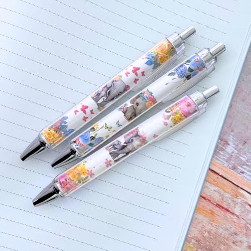 Elephant Pens 6PC Cute Stuff Fun Fancy Cool Writing Animal Decorative Pen Unique Kawaii Stationery Bulk Set Office Supply School Girl Journal Novelty Souvenirs Perfect Party Gift Souvenir Ideas - style: Elephant