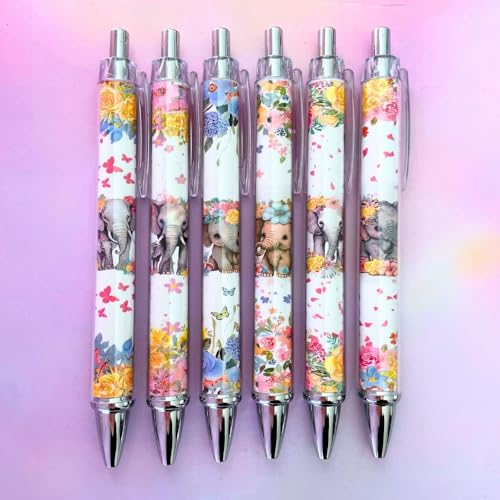 Elephant Pens 6PC Cute Stuff Fun Fancy Cool Writing Animal Decorative Pen Unique Kawaii Stationery Bulk Set Office Supply School Girl Journal Novelty Souvenirs Perfect Party Gift Souvenir Ideas - style: Elephant
