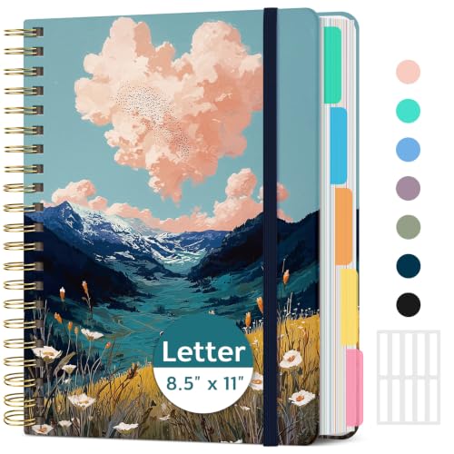 Taja Cute Large Spiral Lined Notebook for Work with 5 Removable Dividers - color: Z - Cloud Wander