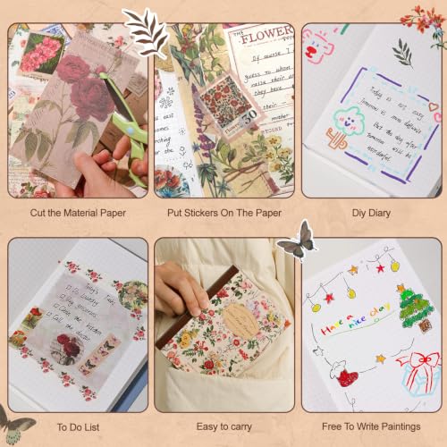 miikoul Vintage Scrapbooking Supplies Kit for Teen Girl Kid Women Diy Gift - color: Red Flower