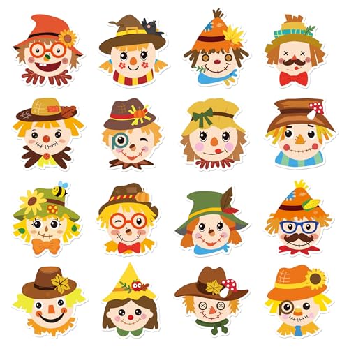 Haooryx Fall Scarecrow Sticker Rolls, 1000Pcs Autumn Scrapbook Stickers - style: Fall-Theme Scarecrow Head 2Roll