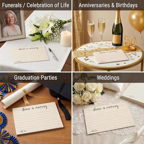 321Done Share a Memory Cards for Celebration of Life, 4x6, Set of 50, Tan - color: Tan