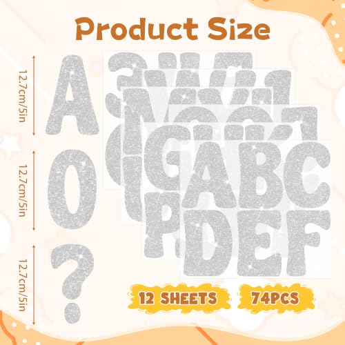 Bulletin Board Letters 74 PCS Glitter Letter Stickers Large 5 Inch, Silver - color: Silver, size: 5 Inch