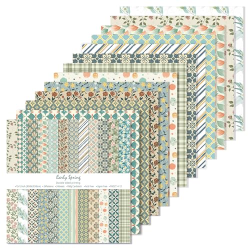 24 Sheets 12x12 Scrapbook Paper, Vintage Floral Scrapbook Supplies (Pastel) | Double Sided Decorative Patterned Paper, Scrapbooking Supplies for Junk Journal, Card Making or Collage, 24 Unique Designs - color: Pastel