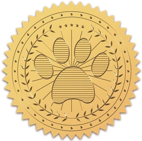 CRASPIRE Dog Paw Gold Foil Certificate Seals, 2" Round, 100pcs - style: 100Pcs: Dog Paw