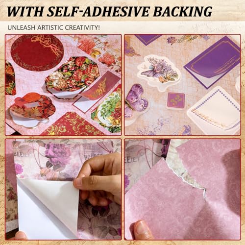 80 Sheet Colorful Scrapbook Paper Set, 4 Packs Decorative Paper，for Letter Writing，Scrapbook paper，Junk Journal Supplies，DIY Collage，Card Making Supplies，Collage Background - color: N