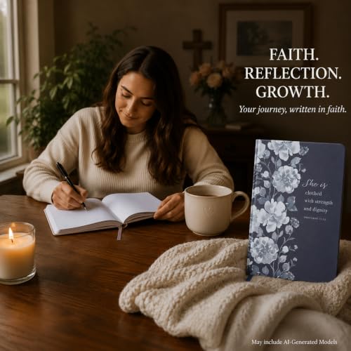 Eccolo Christian Journal Notebook Hardcover Lay Flat 192 Ivory Lined Pages - color: Dark/Light Blue, size: 6X8
