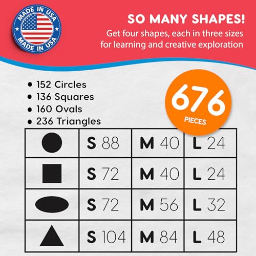 Circle Square Oval Triangle Cutouts, Primary, 676 Piece, Classroom Decor - color: Primary - Circle, Triangle, Square, Oval