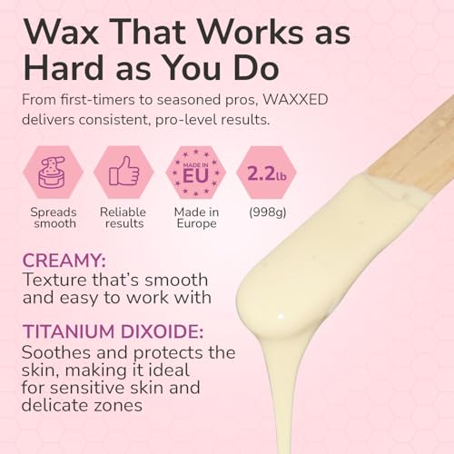 WAXXED Cream Hard Wax Beads 2.2 lb, Hair Removal Wax for Sensitive Skin - color: Cream, size: 35 Ounce (Pack of 1)