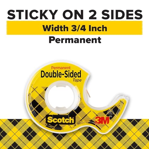 Scotch Double-Sided Removable Tape with Dispenser, 3/4-Inch x 400-Inch, Clear – 1-Pack